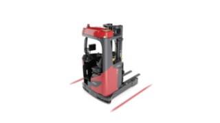 R-MATIC k von Linde MH projiziert rote Warnlinien auf den Boden R-MATIC k von Linde MH projiziert rote Warnlinien auf den Boden